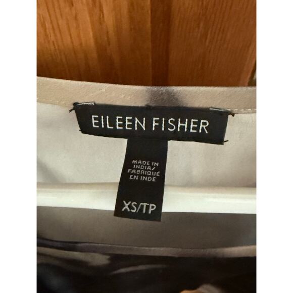 Eileen Fisher Smoky Gray Abstract Watercolor 100% Silk Sleeveless Tank Sz. XS - Picture 5 of 6